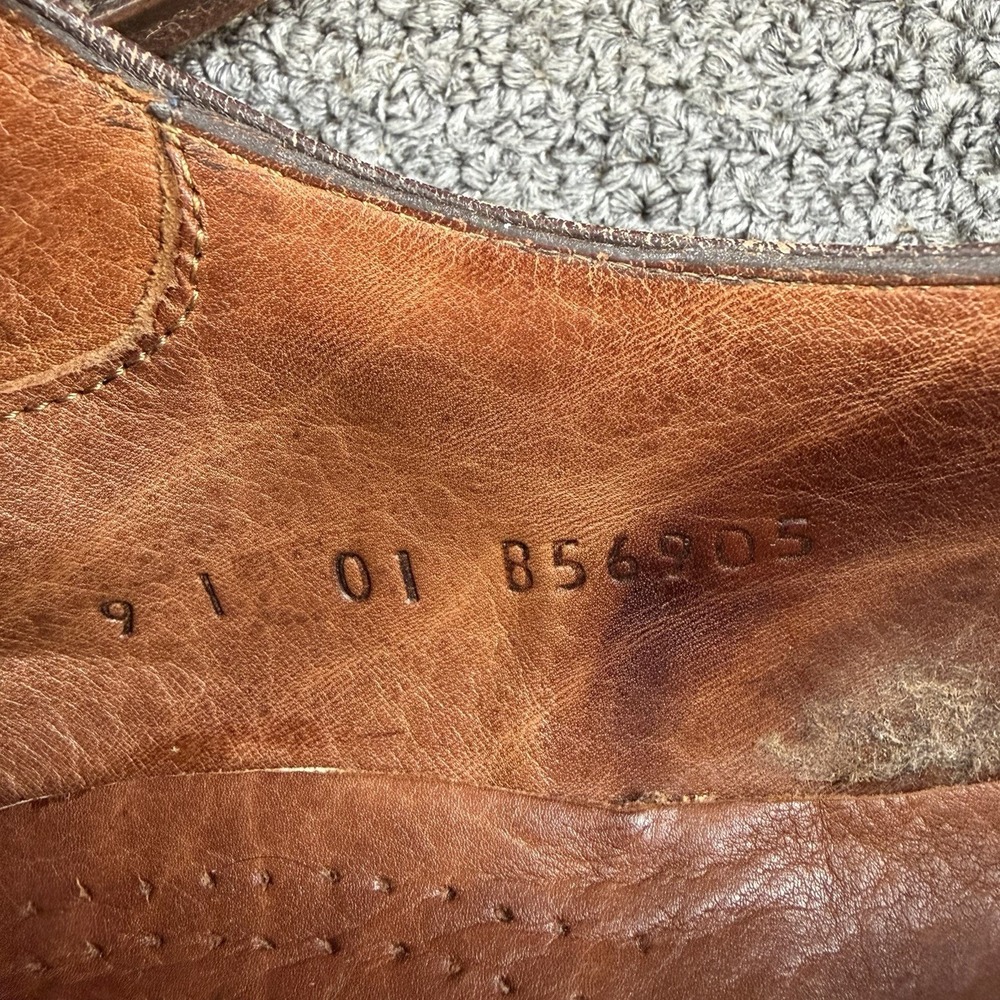 Alan Payne Handmade Italian Leather Cap Toe Oxford Shoes Mens Size 9 Brown Blake - Picture 12 of 14